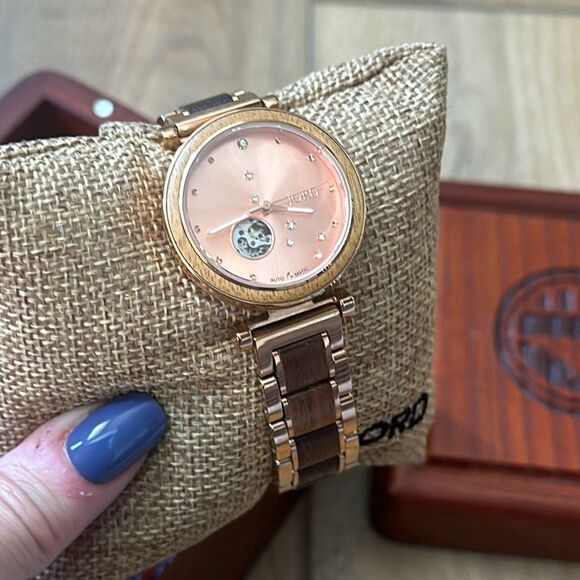 Cora Polaris Women\'s Rose Gold Wood Wrist Watch By JORD Jewelry main image 3